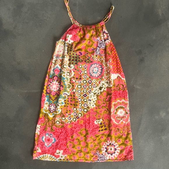 J.Crew mini dress mod sixties style floral artsy colorful halter style neckline - Picture 6 of 7